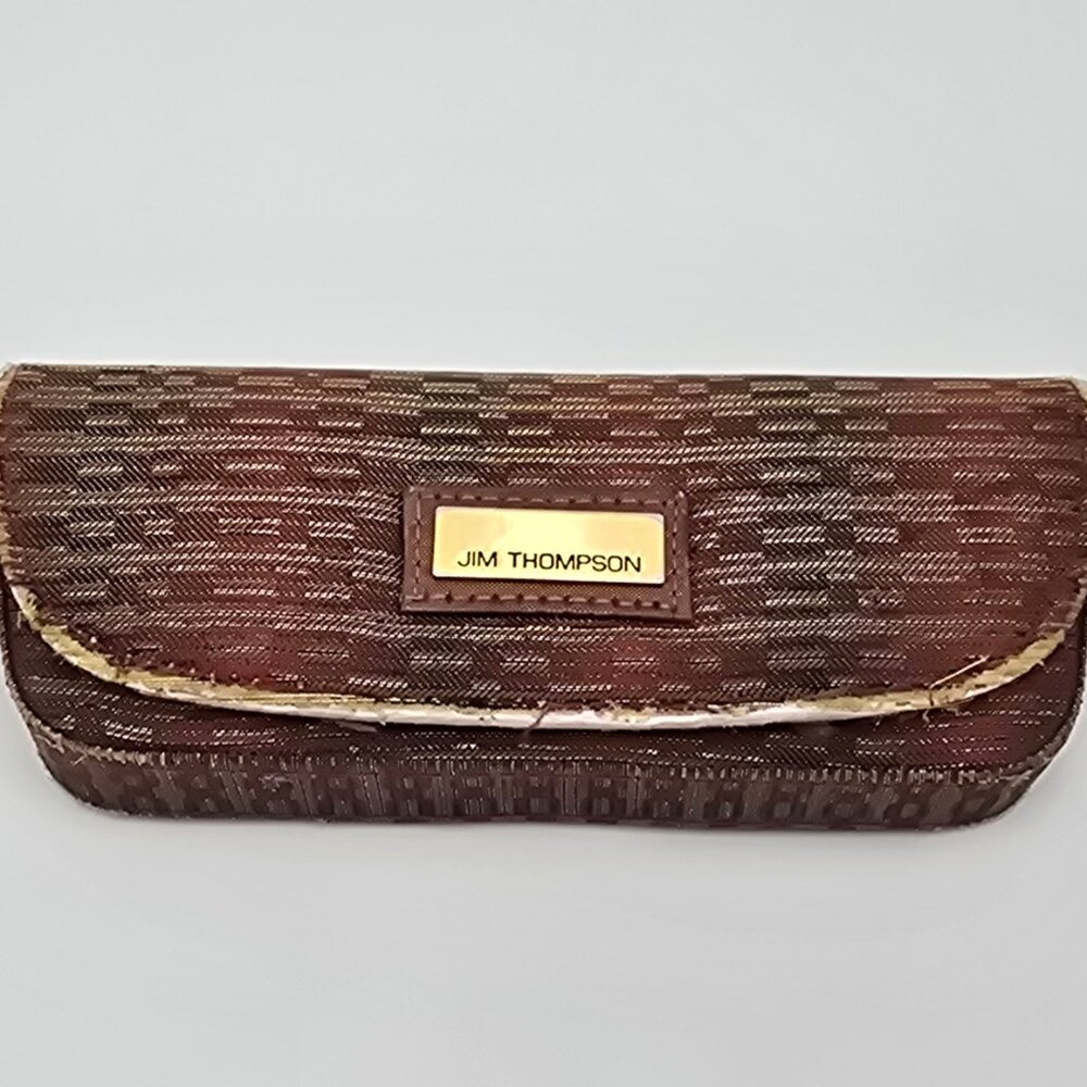 Jim Thompson Maroon Black Sunglasses / Eyeglasses Vintage Silk Magnetic Case